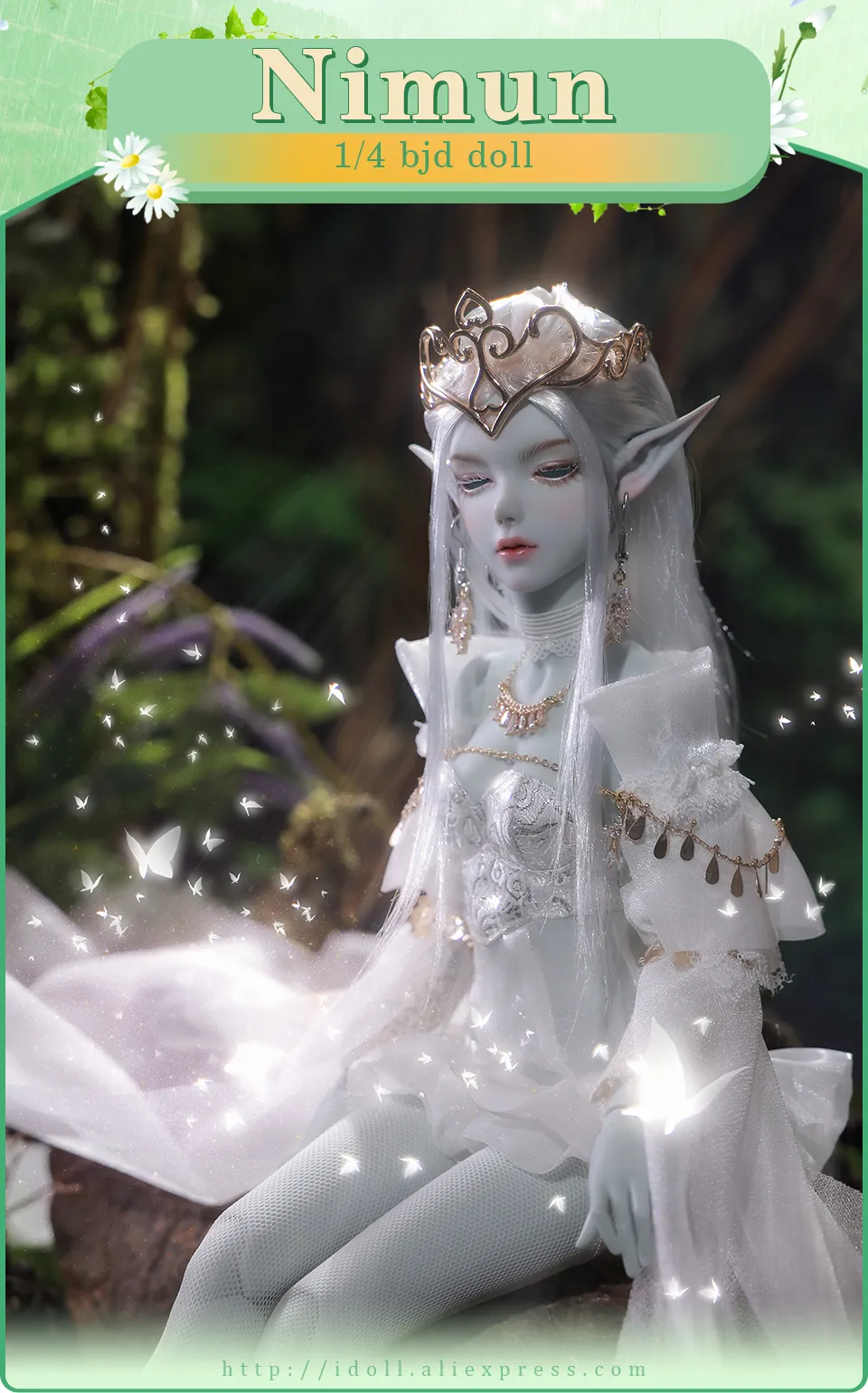 DHgate.com:2024JOYBJD Nimun 1/4 BJD Doll, Pure White Snow