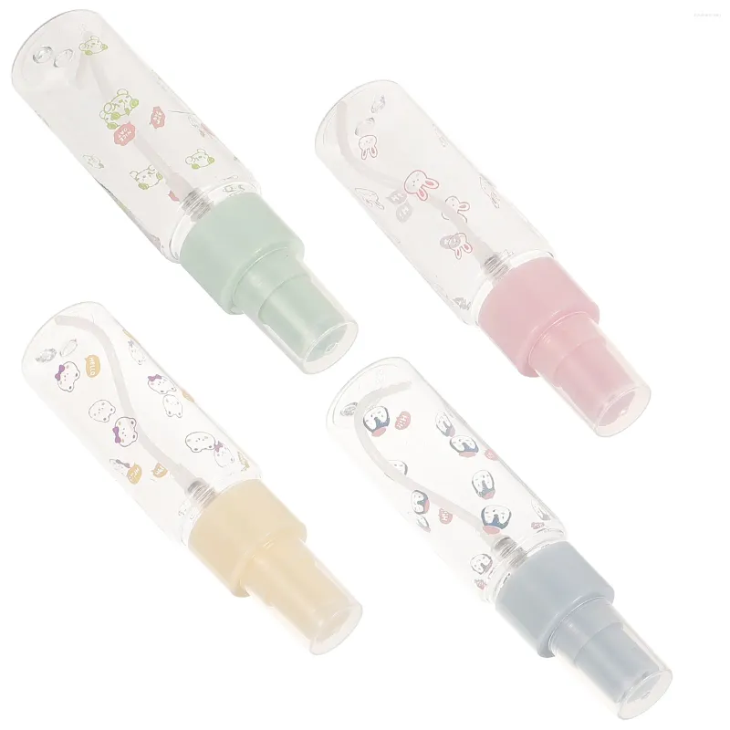 Bouteilles de stockage 4 pièces dessin animé petit vaporisateur Portable vide en plastique réutilisable rechargeable pour les conteneurs de cylindre liquide