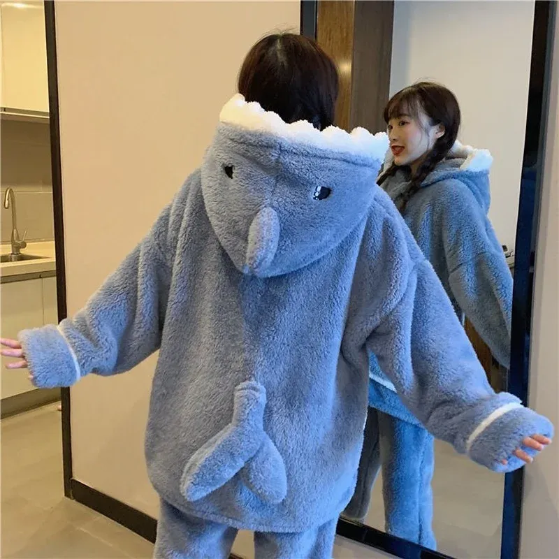 Baby shark embroidery zipper letter plush hoodie sale