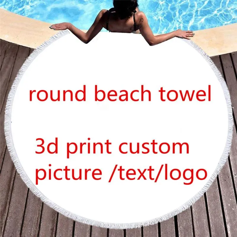 Towel 3D Custom Round Beach For Adult Customize Printed Bath Blanket Yoga Mat With Tassels Microfiber 150cm POD Drop