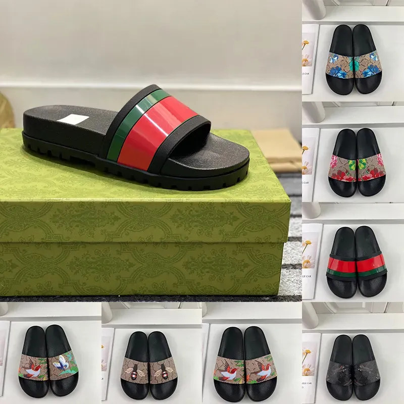 الكلاسيكيات صندل النعال النسائية المطاطية الموضة صندل الرجال G نساء G Blooms Floral Slipper Flat Shoes Slide Bee Designer Sandal Size 36-48