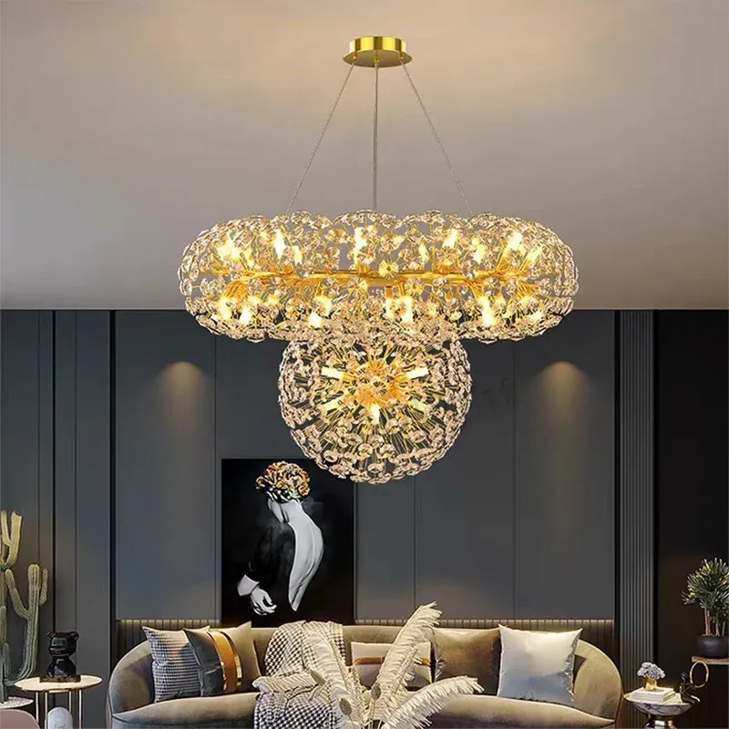 Gold Luxury K9 Crystal Gold Crystal Chandelier With LED Lights For ...