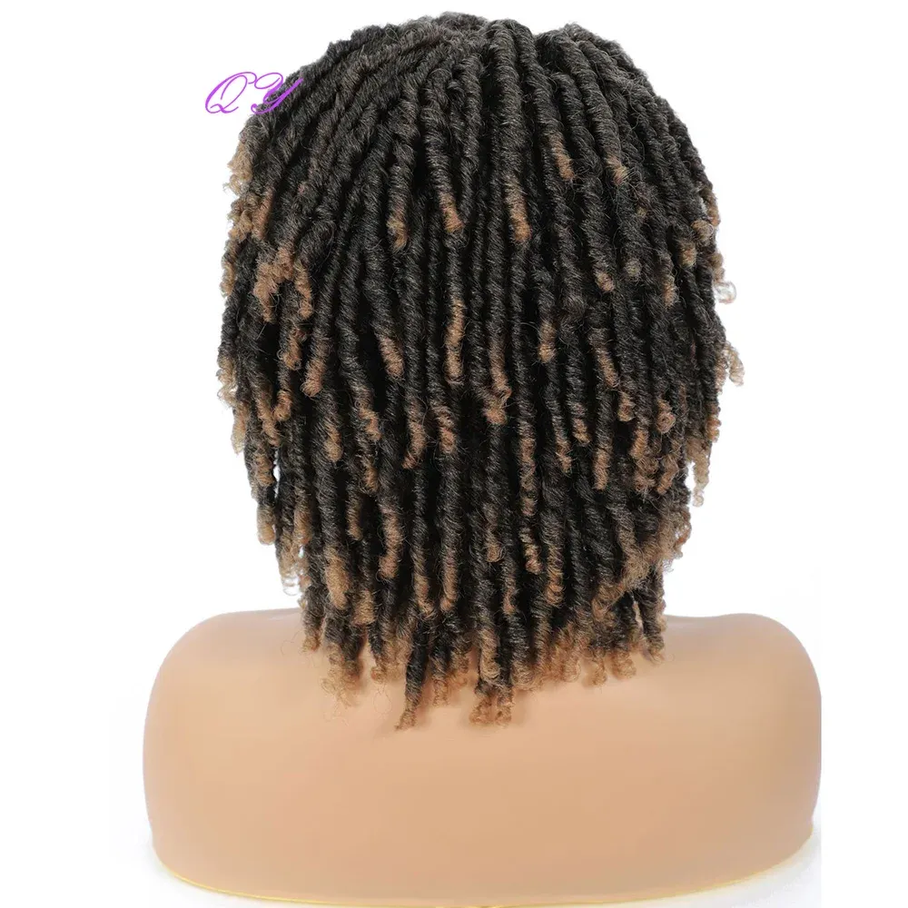 Wigs Synthetic Short Dreadlocks Wig Black Ombre Brown Crochet Twist Wigs For African Women Daily Beautiful High Quality Hair