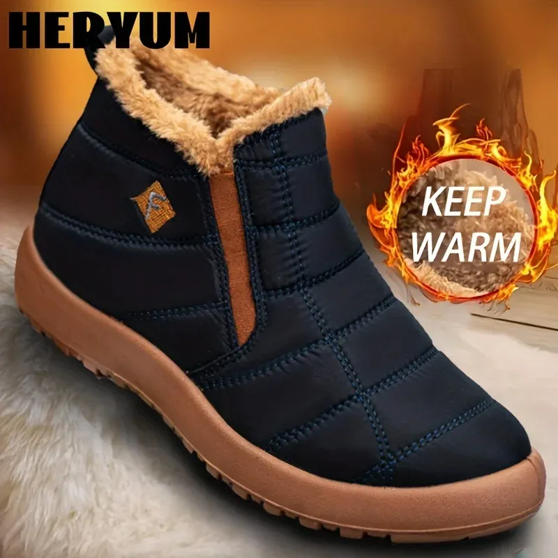 Boots Women's Winter Thermal Ankle Snow Boots Fleece Liner Waterproof Slip On Shoes Women's Footwear