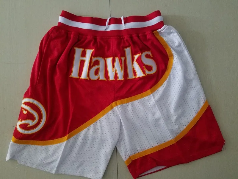 Mens''atlanta''hawks''authentic Shorts basket retro nät broderade casual atletiska gymnal team shorts