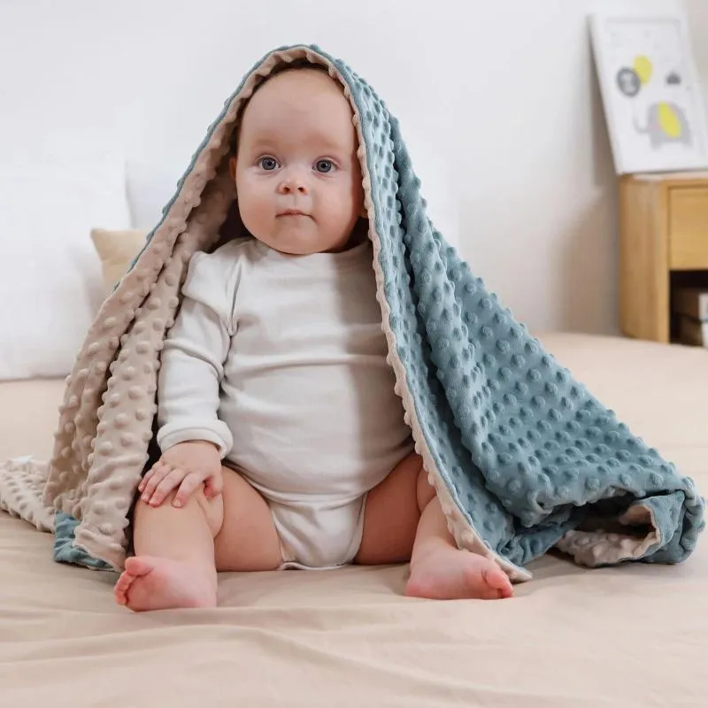 Cobertores outono de inverno Minky Baby Blanket Songencing Bean Cuddle Childre