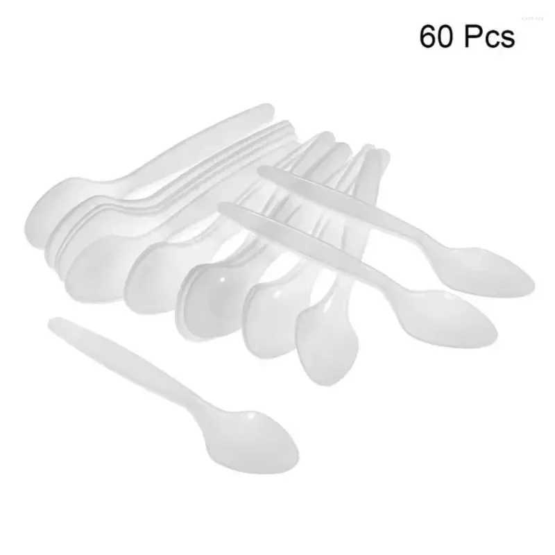 Wegwerpbestek 60 stuks Plastic Lepels Gebruiksvoorwerpen Transparant Bestek Keuken Servies Lepel Food Grade PP