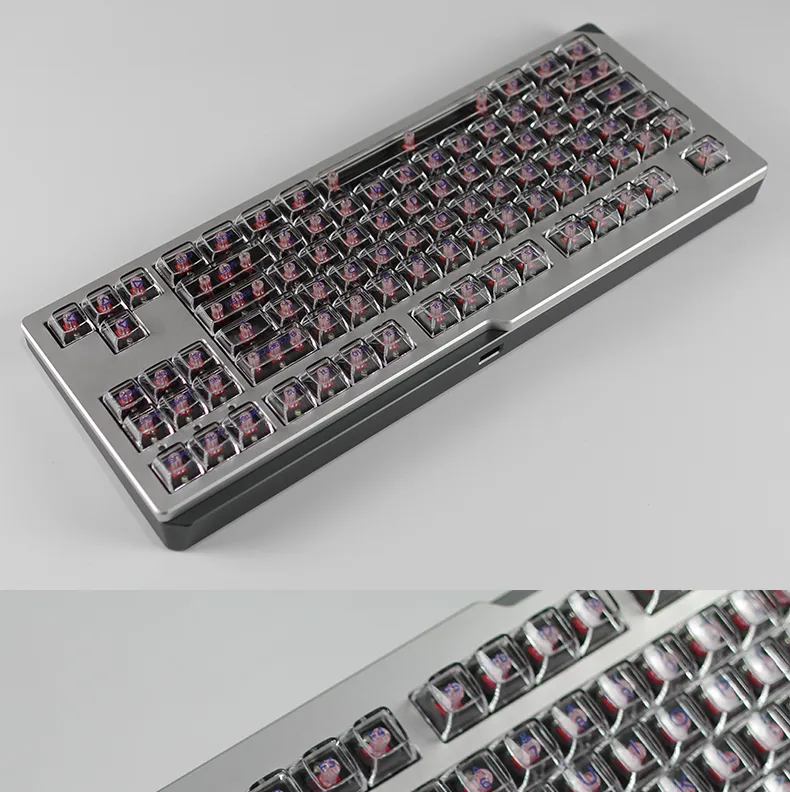 Backlit Key Caps Crystal Clear 132 Keys CBSA Profile Keycaps For MX ...