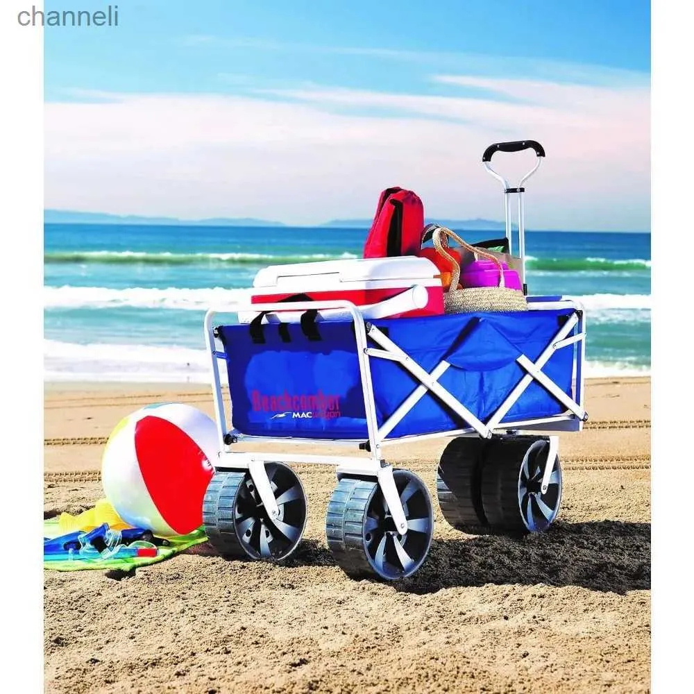 Carrello per mobili da campeggio MacSports Heavy Duty pieghevole pieghevole per tutti i terreni Carrello da spiaggia blu / bianco YQ240330