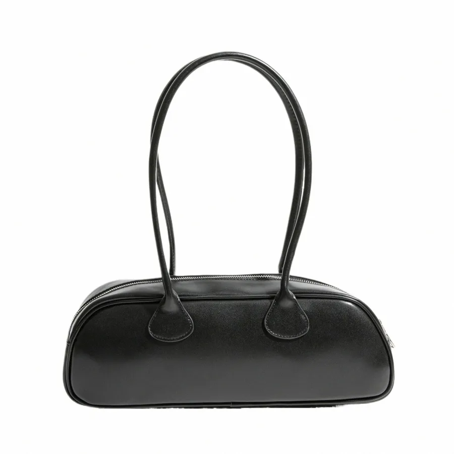 mabula Classical Underarm Hobo Bag Simple Vegant Leather Women's Satchel Handbag korean Exquisite Black Top Handle Purse E9C2#