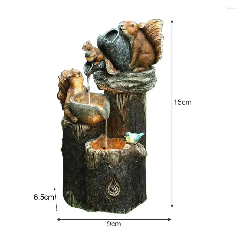 Садовые украшения, водная статуя, полная жизненной силы, прочный светодиодный светильник в деревенском стиле, белка, утка, скульптура под давлением, износостойкая