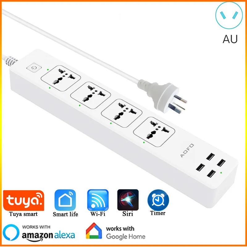 Smart Power Strip With WiFi, Voice Control, And Multi Plug Power