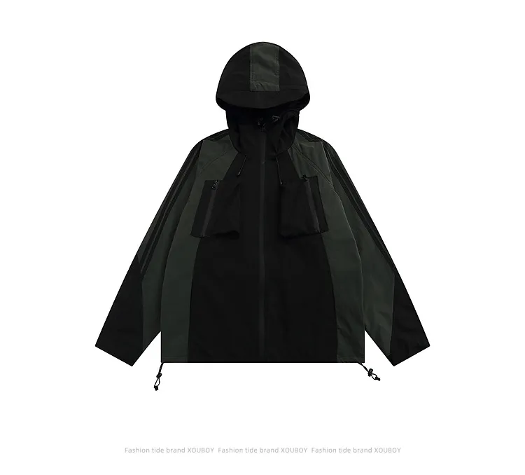 DHgate.com:Gorpcore Hooded Patchwork Cargo Jackets