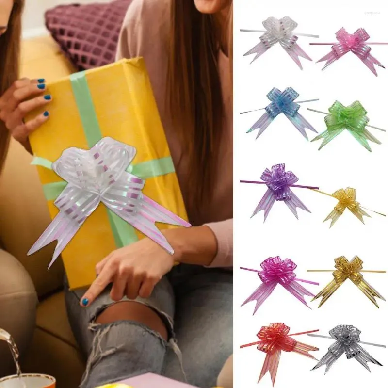 Decoratieve bloemen Geschenk inpakken Boog Lint Gestreepte patroon Buigt Sparkling Glitter Set voor feestelijke 20 Kerstmis