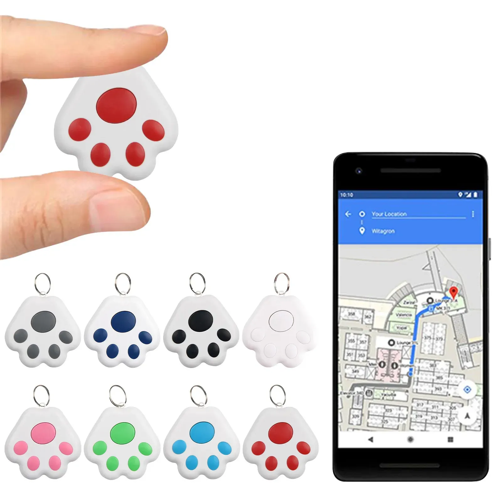 Smart GPS Pet Tracker Waterproof Bluetooth Locator for Cats Dogs Kids Cars Wallets Keys