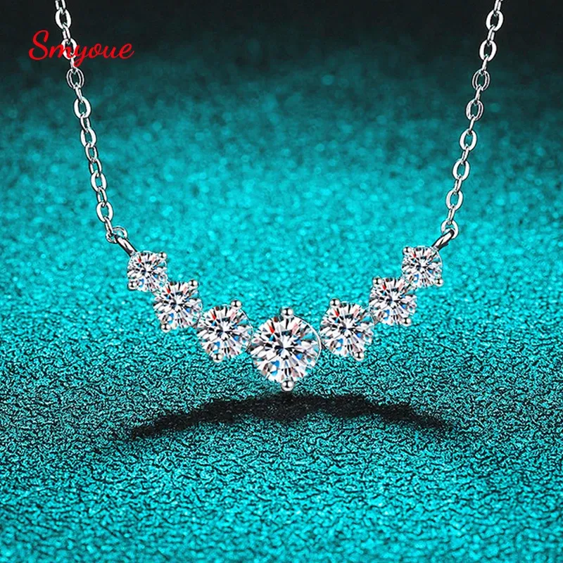 Colliers Smyoue 1.7ct tout Moissanite collier pour femmes sourire princesses pendentif diamant étincelant S Sterling Sier plaqué Pt950 Gra