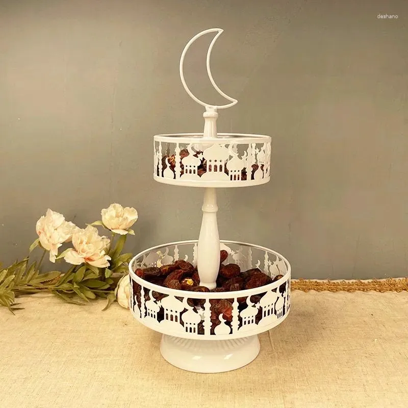 Decoração de festa Metal Ramadan Doces Bandeja Decoração de Ouro Sobremesa Luxo Servindo Muçulmano Eid Mubarak