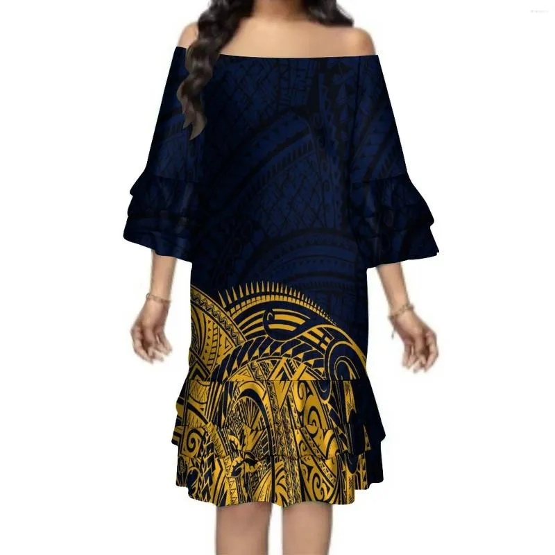 Sukienki imprezowe Polinezyjskie ubrania damskie potargana wielowarstwowa spódnica luźna swobodna sukienka Wysokiej jakości elegancki temperament
