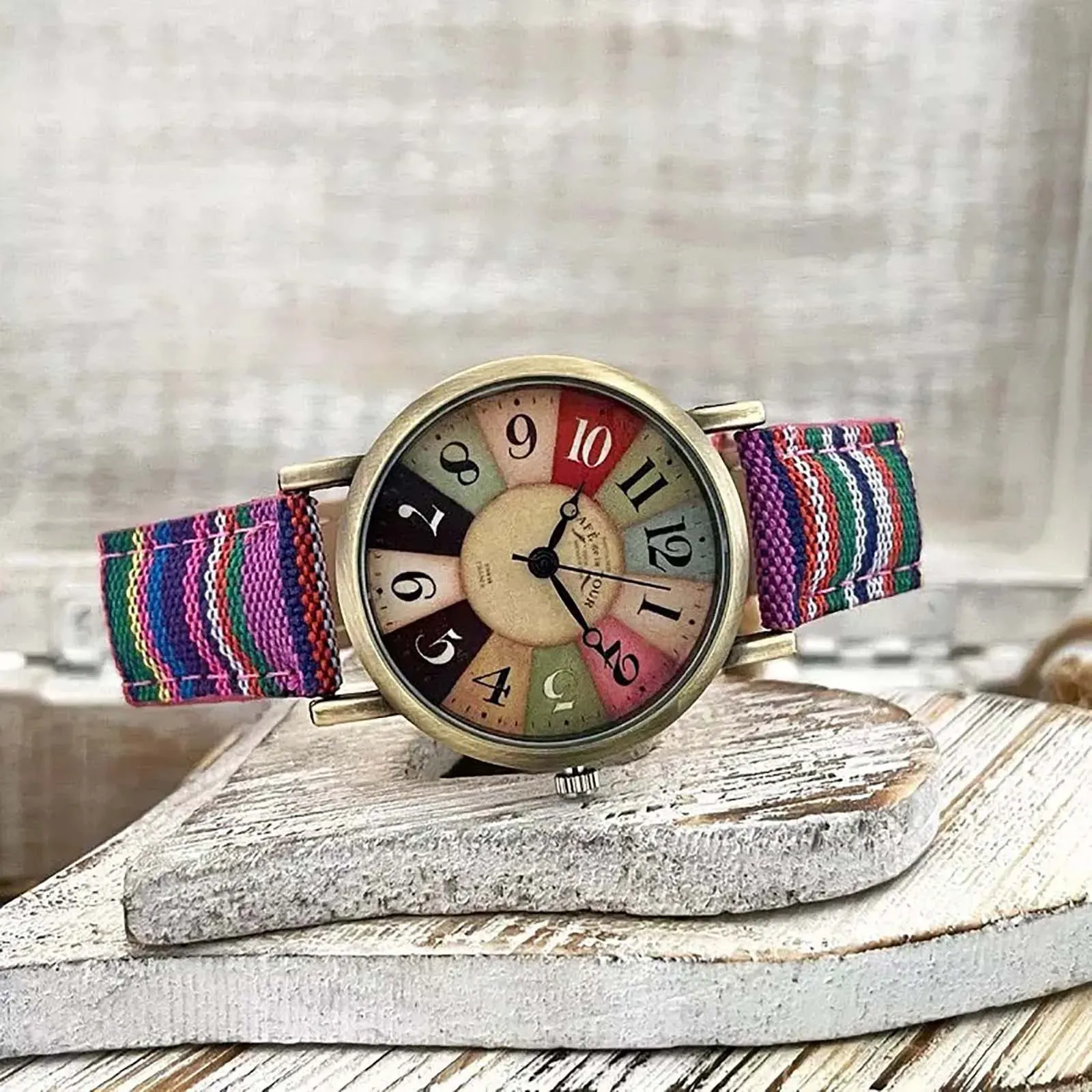 Multicolor Rainbow Pattern Womens Watch Stylish... From  display picture 2