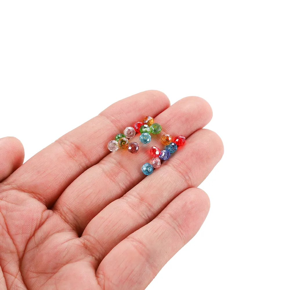 300 Perles En Verre à Facettes - Tailles 4mm, 6mm, 8mm - Pour Bijoux DIY, Bracelets, Colliers - Lot En Vrac