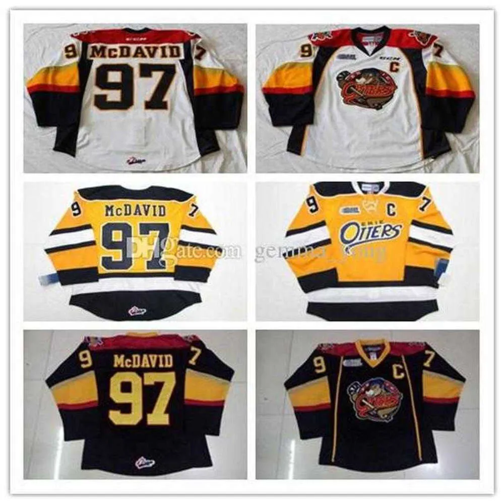 24S Custom Erie Otters Ice Hockey 97 Connor McDavid 9 Ryan OReilly Stitched 19 Dylan Strome Any Number Name Navy Yellow White OHL Jerseys S-4XL