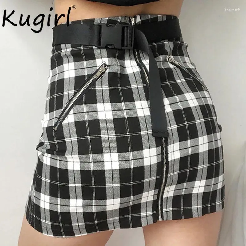 Skirts 2024 Women Y2k MIni Skirtss Tartan Black White A-line Skirt