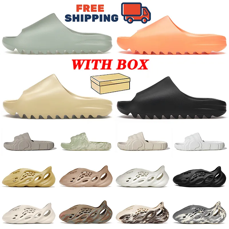 With Box Designer Slides Slippers Glow Green Onyx Desert Sand Salt Foam Runner Sandals Sliders Runners sandale Mens Women Loafers Free Shipping Shoes US 13 EUR 48