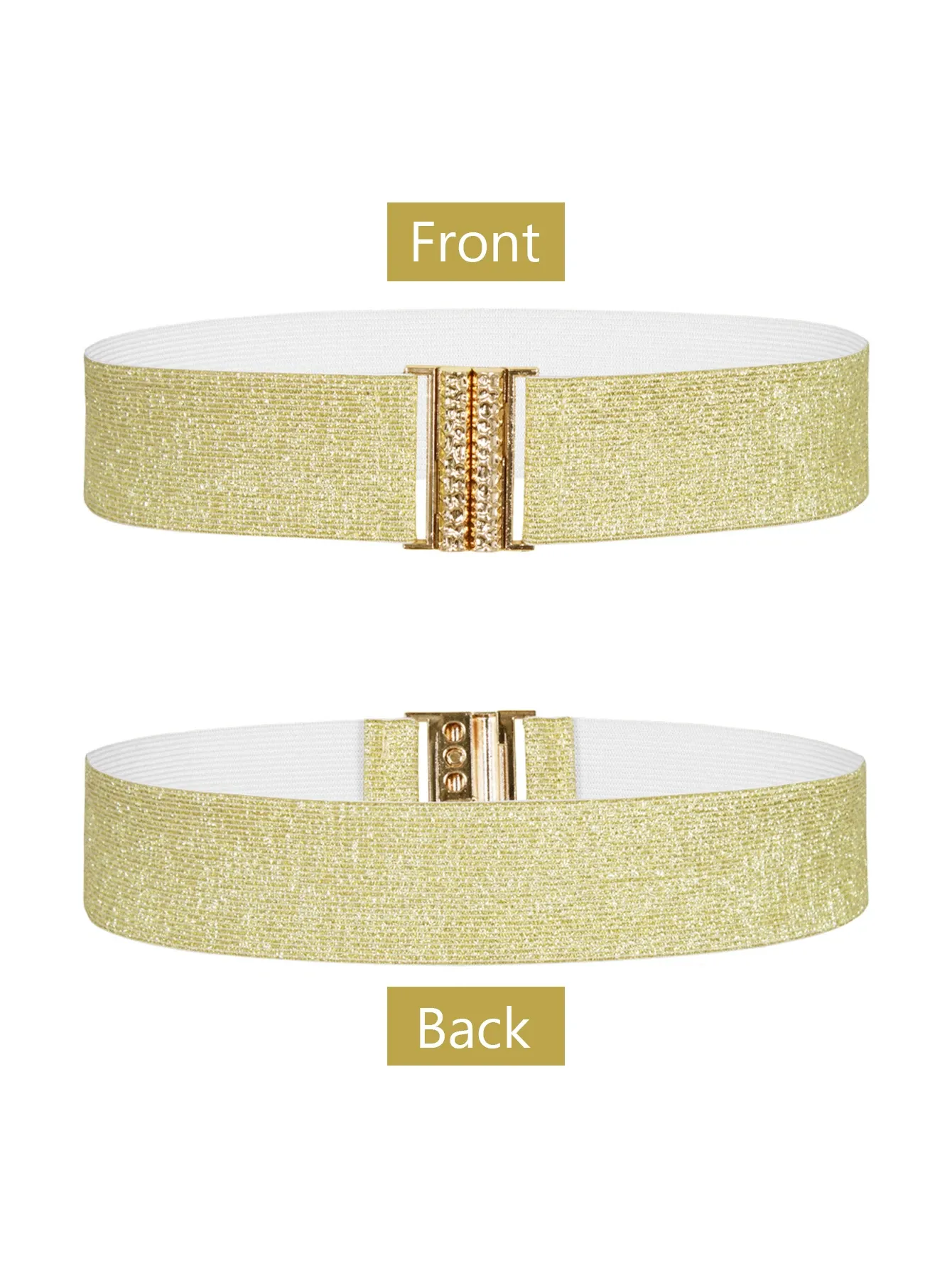 Womens Gold Elastic Belt Faux Leather 5cm Wide Decorative Skirt Belt with  75cm Buckle Length SCB0319 from Dhgate Belts - price 23.46