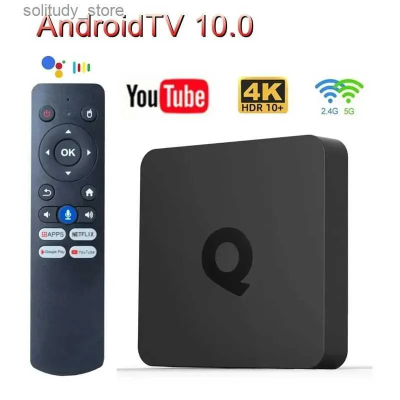 ATV Q1スマートテレビボックスAndroid 10 AllWinner H313 2GB 16GBに適したATVに適したセットGoogle Voice Dual WiFi BT 4K Android TVセットトップボックスQ240330