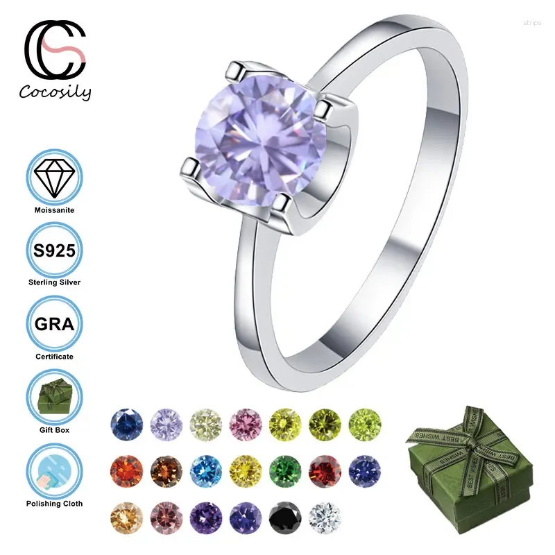 Anéis de cluster Cocosily 1CT Multicolor D Cor Moissanite S925 Sterling Silver Alta Qualidade Mulheres Anel Único Personalizado Diamante Jóias