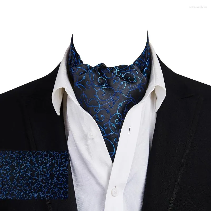 Bow Ties Ikepeibao Men Luxury Royal Blue Floral Cravat Silk Dot Paisley Ascot Self British Gentleman Polyester Scarf Tie Wholesale