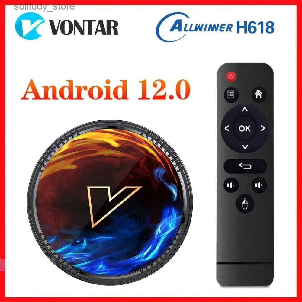 Décodeur VONTAR H1 Allwinner H618 Android 12 TV Box 8K vidéo BT5.0 + Wifi6 Google Voice 4K HDR10 + paramètres du lecteur multimédia Top Box Android 12.0 Q240330