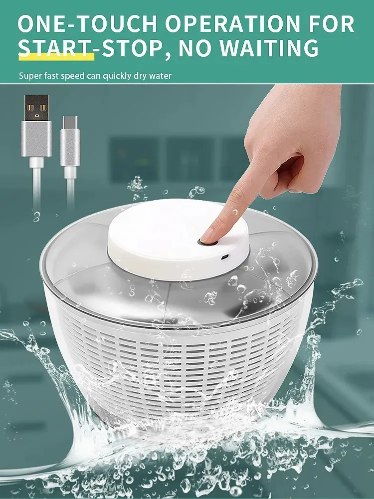 Automatic Electric Salad Spinner Food Strainers Making Tool Multifunctional Vegetable Washer Dryer Mixer 240328