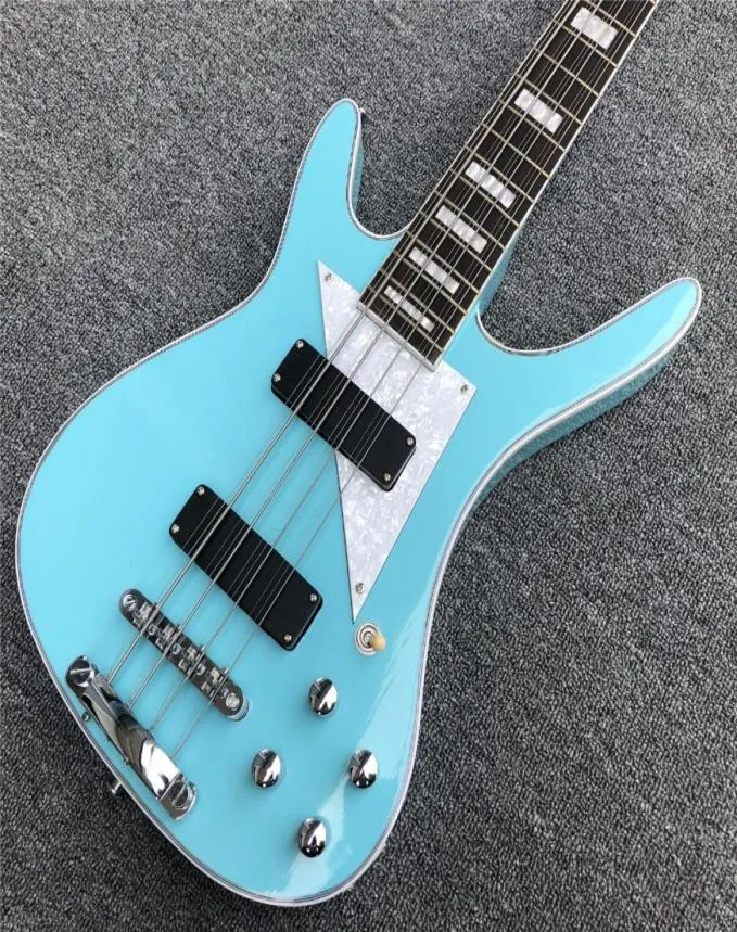 Guitare basse électrique vert clair, 46812 cordes entières personnalisées, touche en ébène, personnalisation disponible 9530565