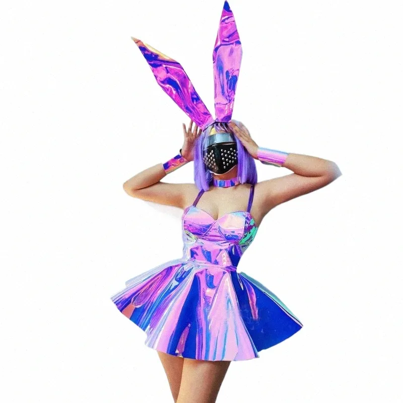 Violet Laser Dr Animaux Chapeaux Femmes Bal Dr Bar Discothèque Dj Ds Gogo Costume Scène Pole Dance Festival Outfit XS5547 a5mY #
