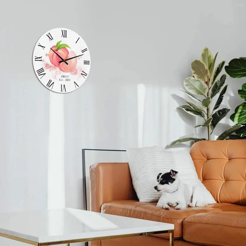 Wanduhren, personalisierte Uhr aus Holz, rund, mit individuellem Text, Holz für Schlafzimmer, Wohnzimmer, Küche, Heimbüro