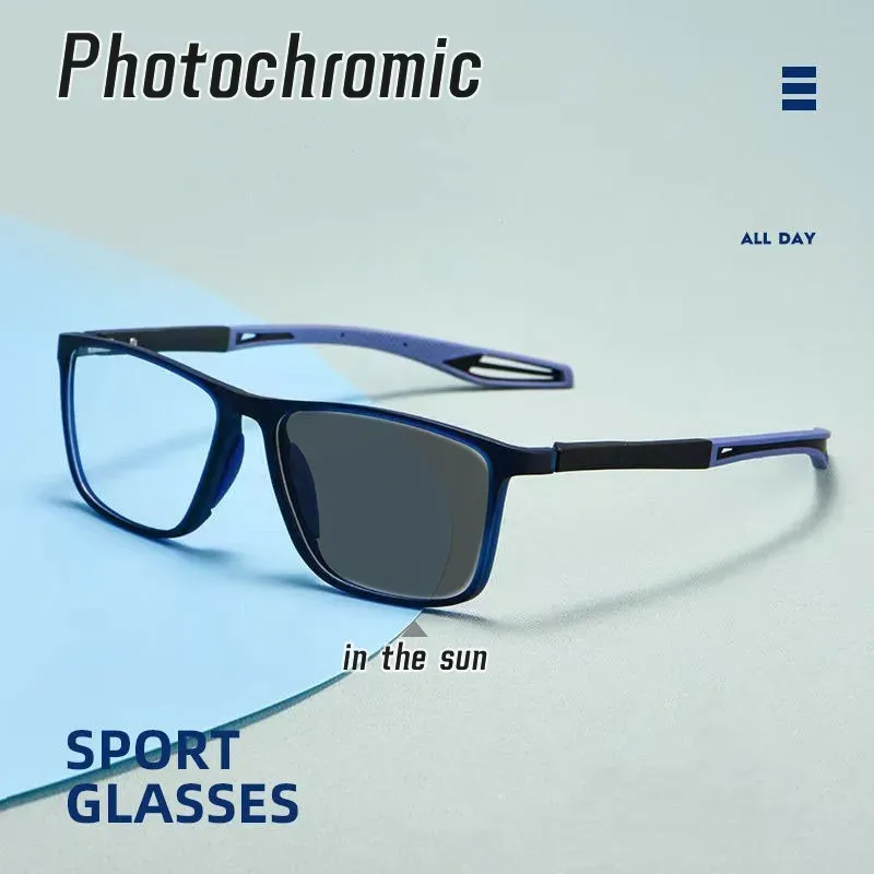 2024 Sports Photochromic Myopia Glasses Flexible TR90 UV Sunglasses For Men and Women