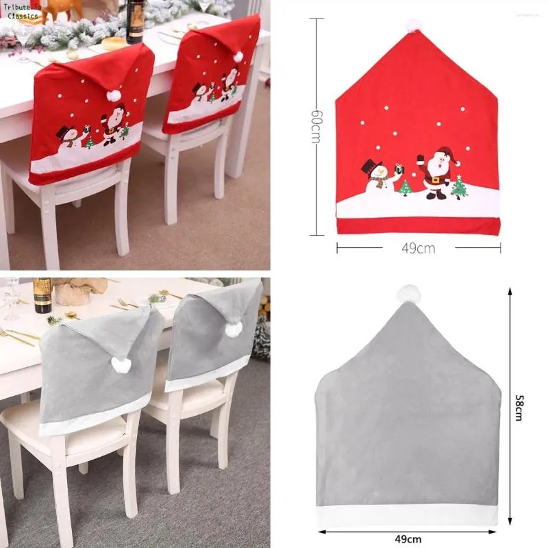 Cadeira cobre ano 2024 Noel Papai Noel Mesa de jantar de Natal Red Hat Back Decorações de Natal para casa