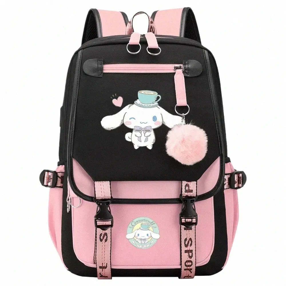 cinnamoroll Boys Girls Kids School Book Bags Women USB Bagpack Teenagers Canvas Laptop Travel Student Backpack G0tq#