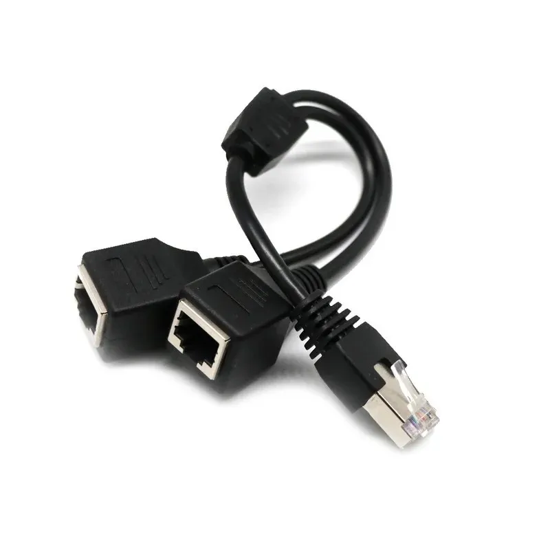 Разъем RJ45 от 1 до 2 гнезд LAN Ethernet Сетевой разветвитель Y Стабильная передача Cat5e Cat5 Cat6 Простой кабель-адаптер