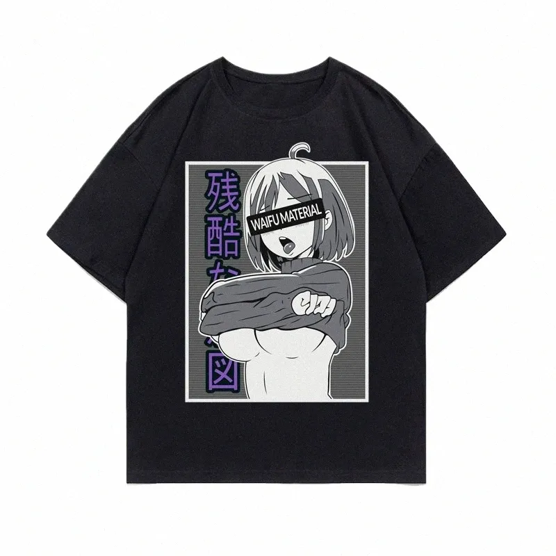 Japonais Carto Anime Otaku Hentai Senpai graphique imprimé T-shirt Fi Harajuku décontracté à manches courtes grande taille T-shirt femmes r9PR #