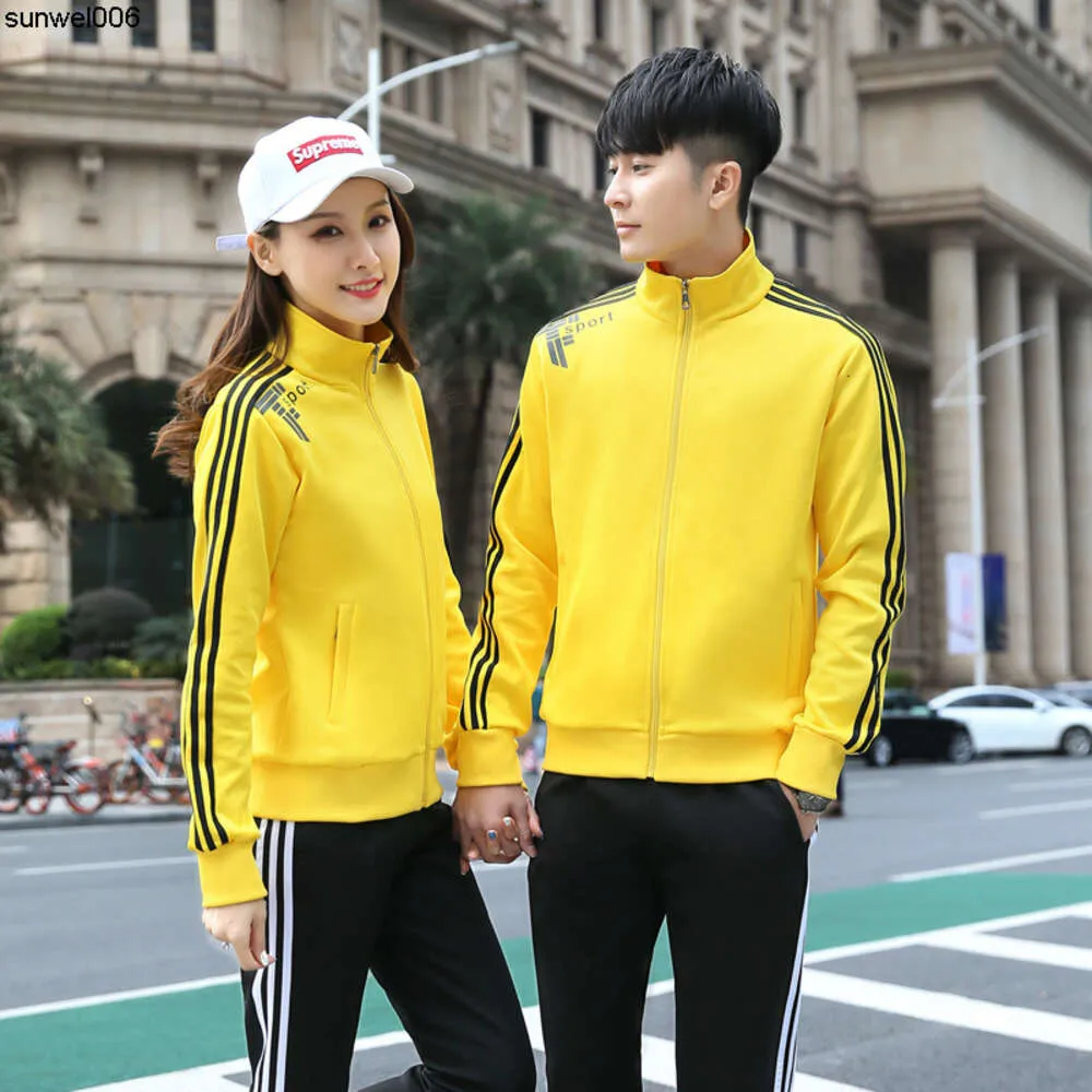 Spring and Autumn Mens Womens Sports Suit Complete Couple Leisure Running Sweater Group
