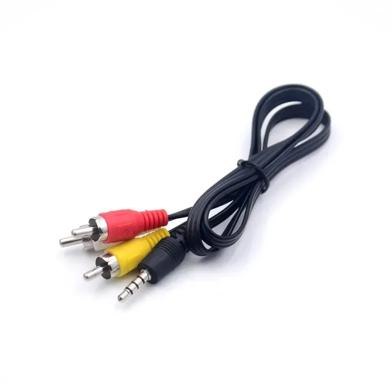 1 pçs 65cm 1m 1.5m 3.5mm jack plug macho para 3 rca adaptador de alta qualidade 3.5 para rca macho áudio vídeo av cabo fio macho para 2rca