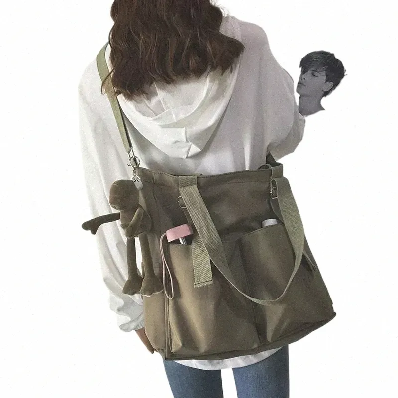 Wodoodporna torba na płótnie torba żeńska Koreańska studentka harajuku japońska na jedno ramię duża torba TOTE v2jz#
