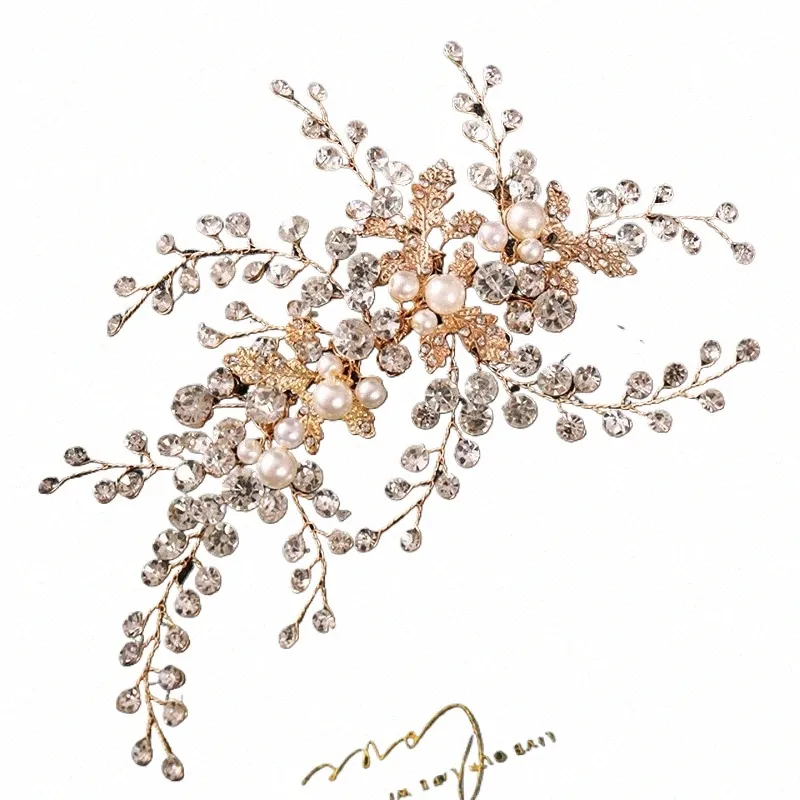 Ny handgjorda Rhineste Crystal Headpiece Hair Vine Copper Wire Wedding Bridal Hair Accors pannband M5S0#