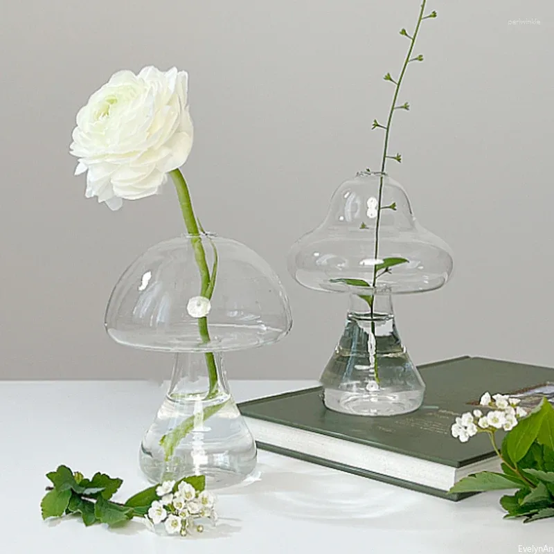 Вазы в форме гриба, стеклянная ваза, прозрачный гидропонный цветочный горшок, креативная бутылка для растений, офисный декор для рабочего стола, украшение для дома, подарки