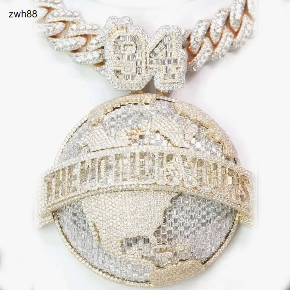 Дизайнерские горячие продажи VVS Diamond Iced Out 18K Позолоченные ювелирные изделия 925 пробы на заказ Муассанит хип-хоп ожерелье кулон