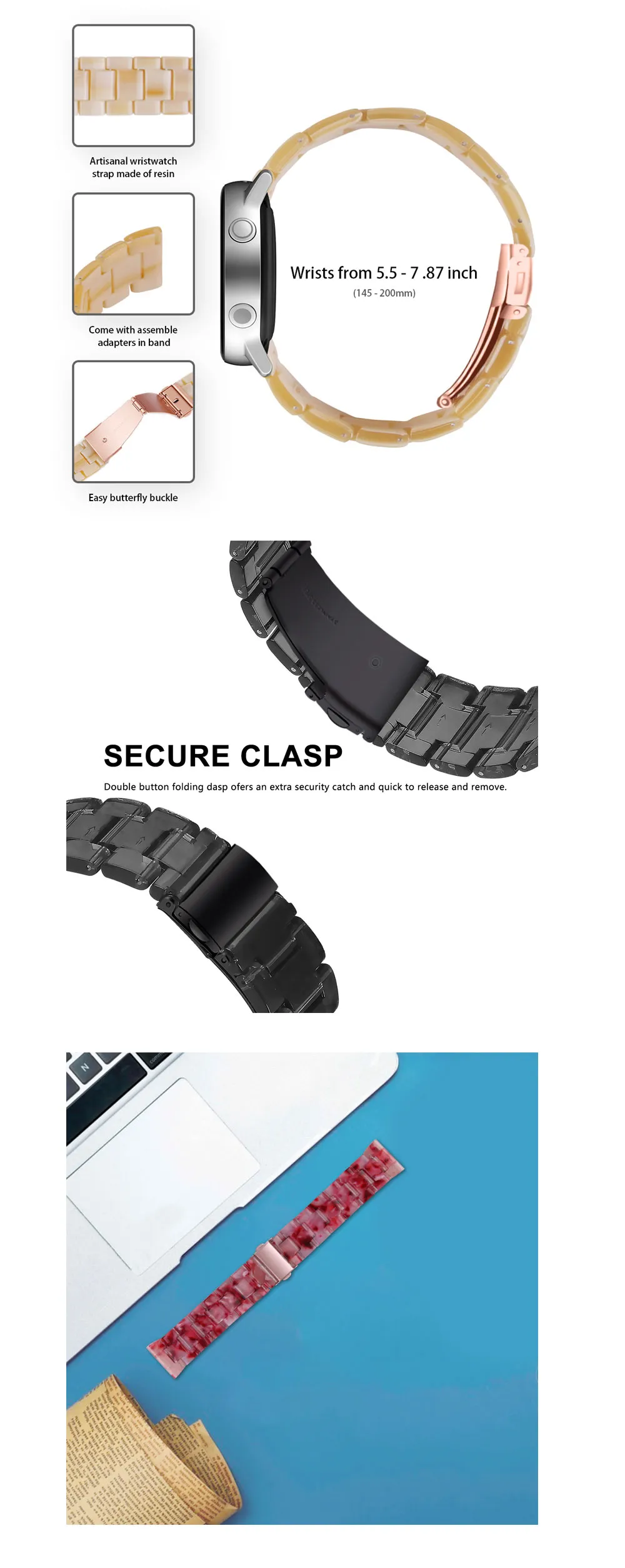Band Adapter Gear S2 Watch Strap Resin Wrist Straps For Samsung