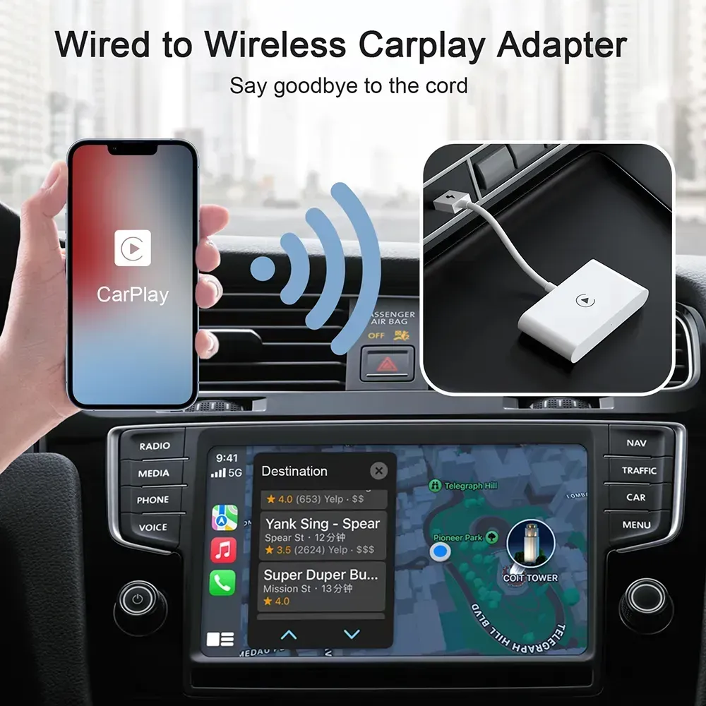 Accessoires Car DVD Adaptateur Carplay sans fil pour l'iPhone Adaptateur Auto Wireless Wireless Carplay Dongle Play Play 5 GHz WiFi pour iOS TV Box ZZ
