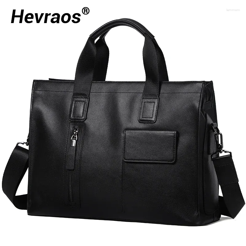 Porte-documents Business en cuir véritable sac à main pour hommes couche supérieure en peau de vache porte-documents pour hommes sac à bandoulière adapté aux sacs pour ordinateur portable de 15 pouces